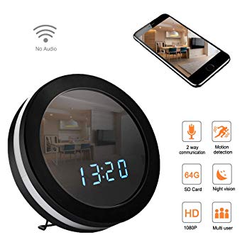 Seahon WiFi Hidden Spy Alarm Clock Camera Home Security Monitoring Nanny Cam with 140°Angle/8 Hours Recording/128G External Capacity/Motion Detection/Night Vision/Remote View/1080P(Video Only)