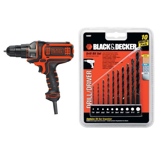 BLACK DECKER BDEDMT Matrix AC Drill/Driver with 15557 Drill Bit Set, 10-Piece