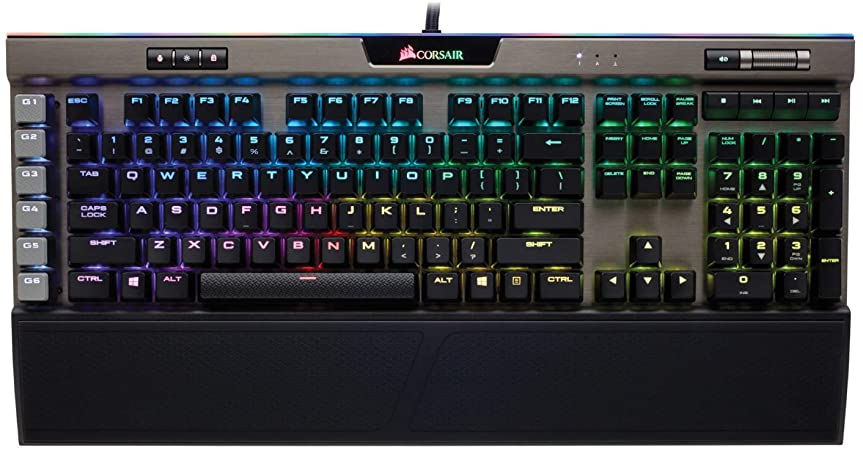 Corsair K95 RGB PLATINUM Mechanical Gaming Keyboard - 6x Programmable Macro Keys - USB Passthrough & Media Controls - Fastest Cherry MX Speed - RGB LED Backlit - Aluminum Finish