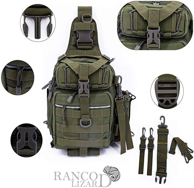 Kamilan Ranco Lizard Fishing Tackle Bag Backpack Cross Body Sling Bags Waterproof
