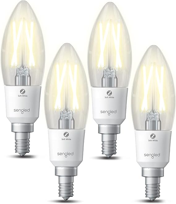 Sengled Zigbee Smart Light Bulbs, Smart Hub Required, Work with SmartThings and Echo with Built-in Hub, Voice Control with Alexa and Google Home, Soft White B11 Candelabra Light Bulbs 40W Eqv. 4 Pack