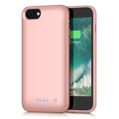 iPhone 8/7 Battery Case, Feob 6000mAh Portable Rechargeable Charger Case Extended Battery Pack for Apple iPhone 8 & iPhone 7 Protective Charging Case Ultra Slim(4.7 inch)(Rose Gold)