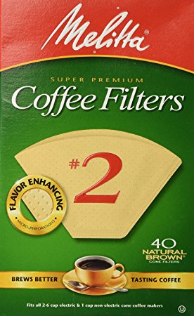 Melitta Cone Coffee Filters 40 Count #2 Natural Brown