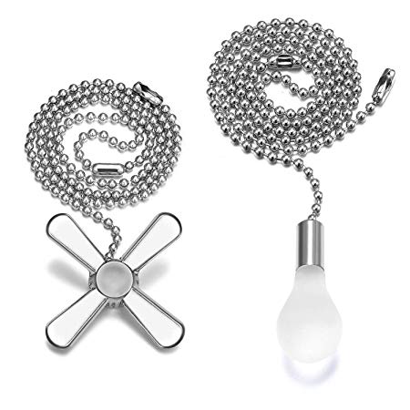 24-inch Ceiling Pull Chain, Light Bulb and Fan Cord Extension (Silver)