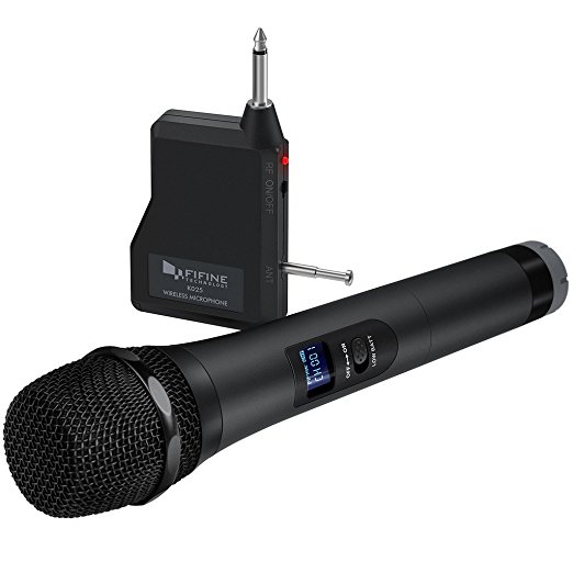 Wireless Microphone,FIFINE Handheld Dynamic Microphone Wireless mic System for Karaoke Nights and House Parties to Have Fun Over the Mixer,PA System,Speakers.(K025)