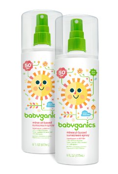 Babyganics Mineral-Based Baby Sunscreen Spray SPF 50 6oz Spray Bottle Pack of 2