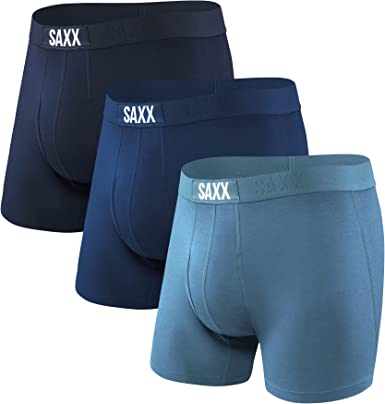 SAXX Men's Underwear - Ultra Super Soft Boxer Briefs with Fly and Built-in Pouch Support - Underwear for men, Pack of 3