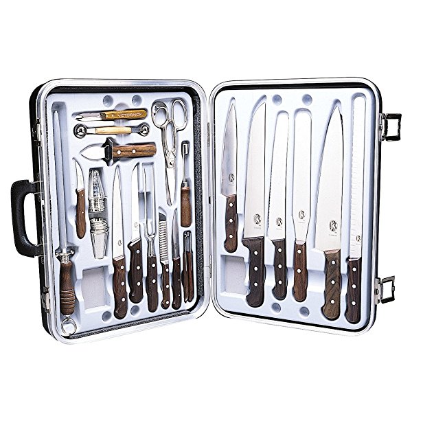 Victorinox 24-Piece Gourmet Cutlery Set with Attache Case, Rosewood Handles