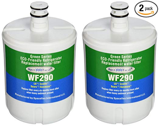Aqua fresh WF290 Refrigerator Water Filter Compatible with LG LT500P, ADQ72910901, EFF-6005A Kenmore 46-9890 (2 Pack)