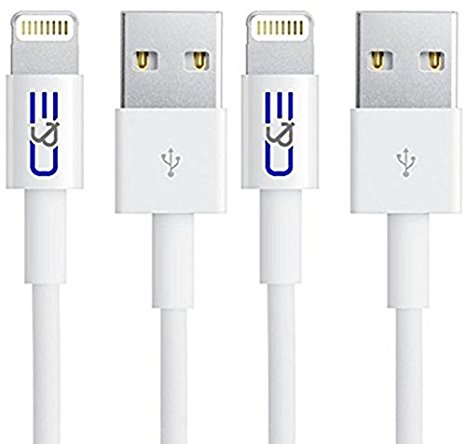 Apple MFI Certified 8P Lightning to USB Cable 6.56-Feet for iPhone 6S/6SPlus, 6/6 Plus, 5/5S/5C, iPad Air Air2 mini mini2 mini3, iPad 4th gen, iPod touch 5th gen, and iPod nano 7th gen iPad with Retina Display, 2-Pack (CNE14046)