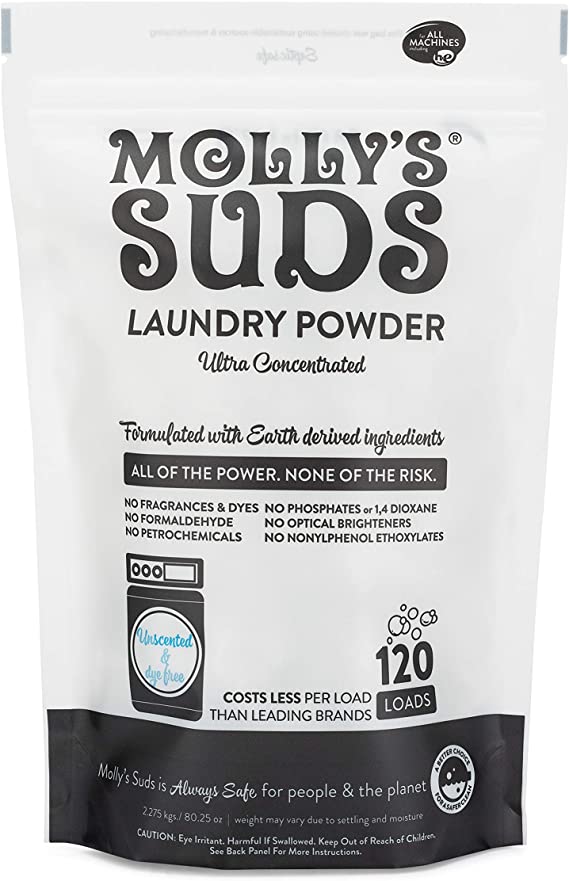 Molly's Suds Original Laundry Detergent Powder - Natural Washing Powder, Earth Derived Powder Detergent, Non-Liquid & Organic Washing Detergent, Sensitive Skin Laundry Detergent - 120 Loads, Unscented