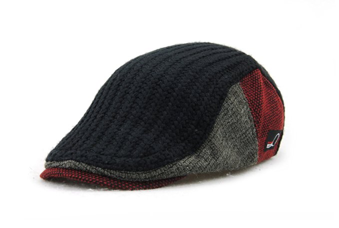 YCHY Men's Knitted Wool duckbill Hat Warm Newsboy Flat Scally Cap