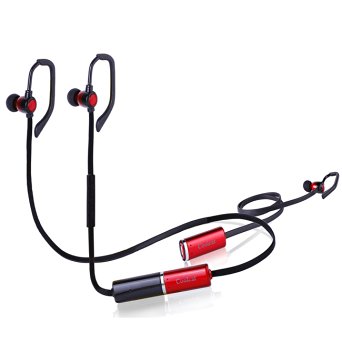 Bluetooth Headphones,Coolcat Music Bluetooth Wireless Sports Gym Excercises Sweatproof Earbuds Noise Cancelling In-ear Headsets With replaceable battery With Mic for Smartphones Devices(Red&Black)