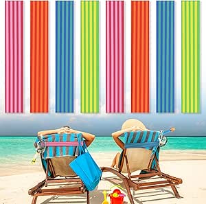 8 Pack Towel Bands for Beach Chairs Cruise Towel Clips for Lounge Beach Pool Chairs Towel Strap Holder Elastic Windproof Beach Accessories for Summer (Vivid Style,15.75 x 1.97 Inch)