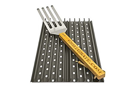 GrillGrates Two Panel 17.375" Replacement Set- #1 Ranked Cooking Grates in the USA. Superior Hard Anodized Aluminum Body -No Flare-Ups, No Rust