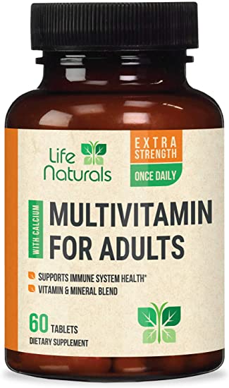 Multivitamin for Men and Women Once Daily Multi with Vitamins A, C, D, B1, B2, B3, B6, B12, Pantothenic Acid, & Calcium, Made in USA, Natural Vitamin and Mineral Supplement - 60 Tablets
