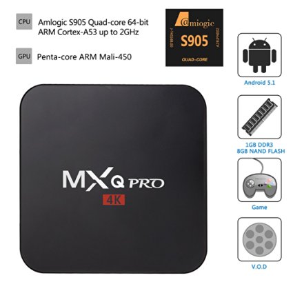 Henscoqi MXQ Pro Android TV Box Amlogic S905 Android 5.1 Lollipop WiFi HDMI DLNA Streaming Media Players 1GB 8GB