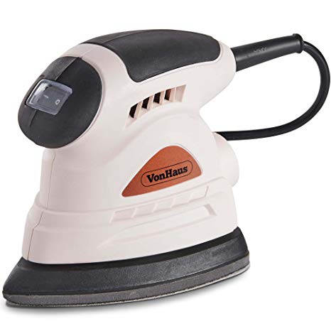 VonHaus Rose Gold Detail Palm Sander – 130W with Dust Extraction Port - Compact Ergonomic Design for Hand - Multi Use