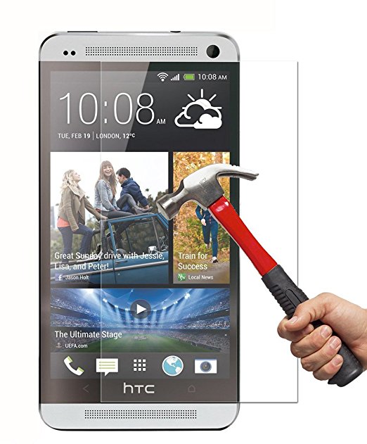 PThink® 0.3mm Ultra-thin Tempered Glass Screen Protector for HTC One M7 with 9H Hardness/Anti-scratch/Fingerprint resistant (HTC One M7)
