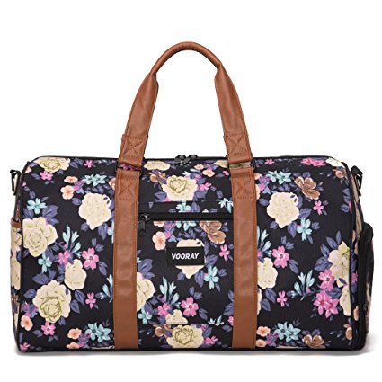 Vooray Trepic 21" Weekender Duffel Bag with Shoe Pocket, Macana Floral Black