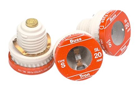 Bussmann BP/SL-20 20 Amp Time Delay Loaded Link Rejection Base Plug Fuse, 125V UL Listed Carded, 3-Pack