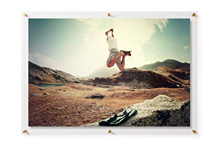 Wexel Art 28x40-Inch Double Panel Grade Acrylic Floating Frame with Gold Hardware for for, 24x36-Inch Art & Photos