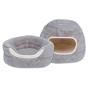 Slumber Pet Cuddler Beds  -  Soft and Ultra-Comfortable Beds for Cats and Small Dogs - 16"D x 12"H, Dove