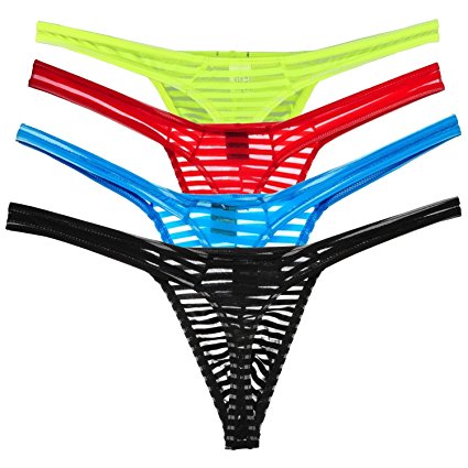 ONEFIT Men's Striped Briefs Mesh Translucent Low Waist U Convex Pants New T