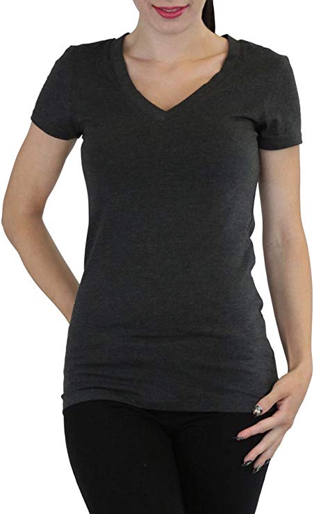 ToBeInStyle Women's Short Sleeve V-Neck Basic T-Shirt