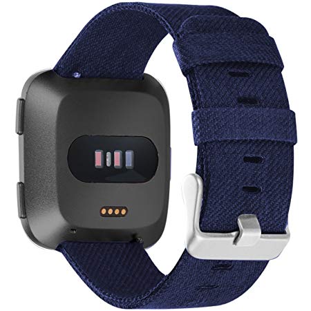 Maledan Replacement for Fitbit Versa Bands Women Men Large Small, Woven Fabric Strap Wrist Band with Stainless Steel Buckle Compatible Fitbit Versa Smart Watch