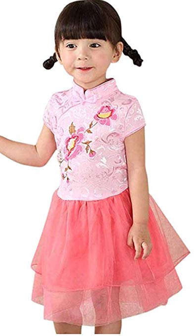 CRB Fashion Girls Chinese New Years Dress Toddler Kids Cheongsam Tutu Party Dress