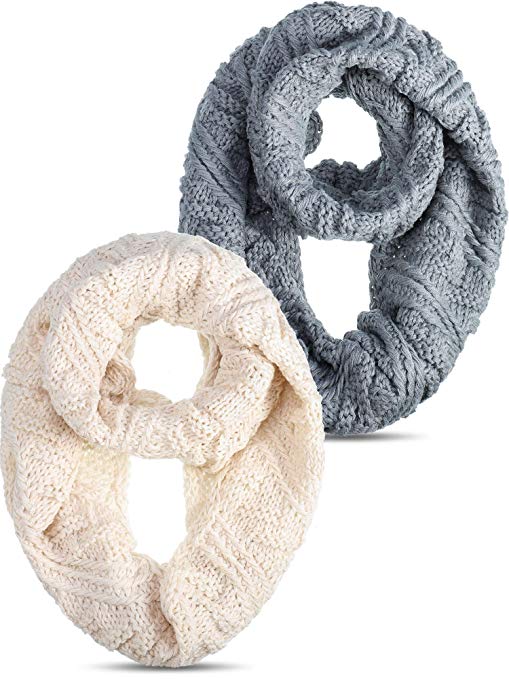 Knit Infinity Scarf Unisex Winter Circle Scarf Warm Loop Scarf