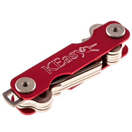 KEasy Key Holder - Compact, Aluminum, Holds 2 to 10 Keys (Red)