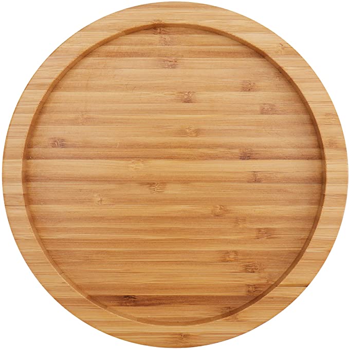 Fasmov 10 Inches Diameter Bamboo Lazy Susan Turntable, Spin Thicken Round Wood Tray Rotating Spice Rack for Kitchen Pantry Countertop Table