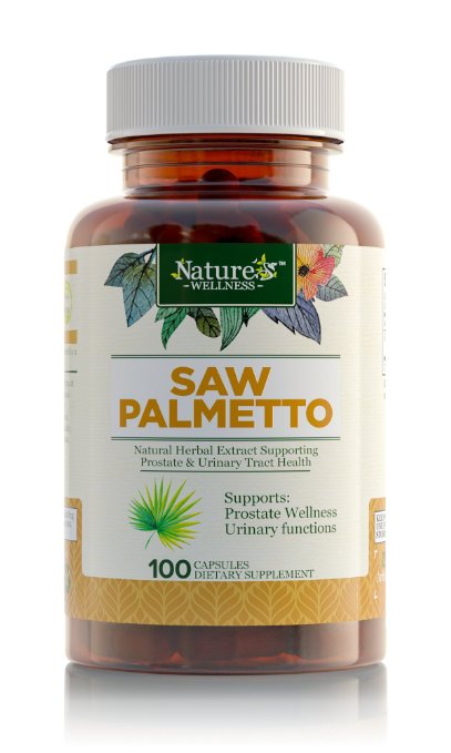 Saw Palmetto Berry   Extract by Nature's Wellness, 100-Count | Max Strength 500 mg Capsules Support Prostate Health, Urinary Health, Slow Hair Loss w/ All-Natural DHT Blockers, Improved Dietary Health