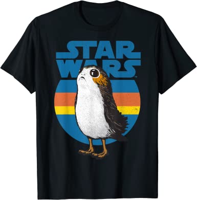 Star Wars Last Jedi Porg Retro Stripes Logo Graphic T-Shirt T-Shirt