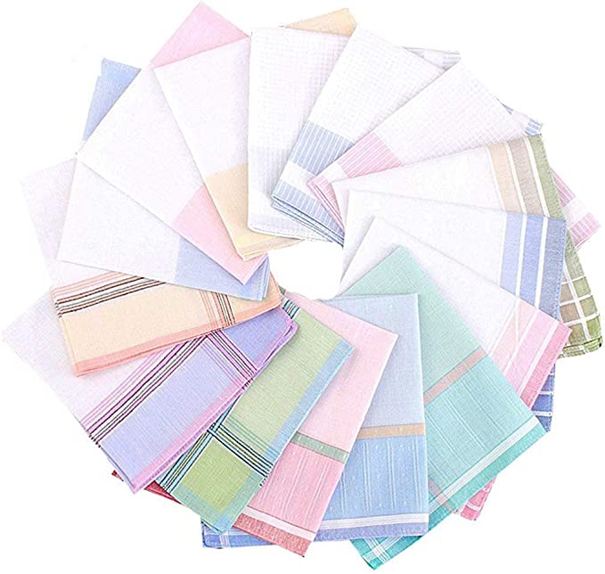 Forlisea Women Colorful Light Color Handkerchief Cotton Hanky