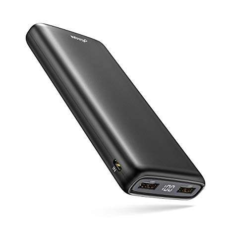 AINOPE Power Bank 20000mAh, Universal Portable External Charger with LCD Display Dual Ports High Capacity Compact Size Compatible with iPhone, iPad, Samsung Galaxy and More (Black)