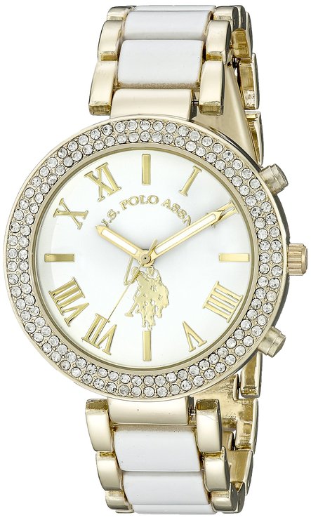 U.S. Polo Assn. Women's USC40065 Gold-Tone and White Bracelet Watch