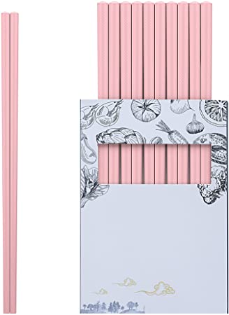 Dtdepth Fiberglass Chopsticks - 6 Pairs Pink Reusable Dishwasher Safe Chopsticks, Lightweight, Easy to Use, 9.48 Inch/24.1cm - Gift Set