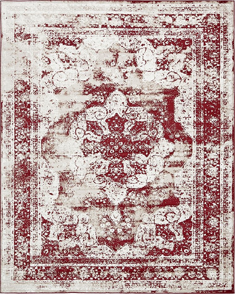 Traditional Persian Vintage Design Rug Burgundy Rug 8' x 10' FT (305cm x 244cm) Sofia Area Rug Inspired Overdyed Distressed Fancy