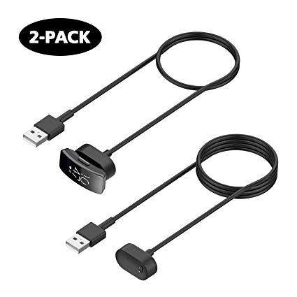 Soulen for Inspire HR & Inspire Charger Cable, Replacement USB Charging Cord Compatibit with Inspire HR and Inspire Fitnee Tracker (black2, 2 Pack-1.6FT, 3.3FT)