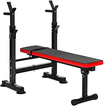 BalanceFrom Multifunctional Workout Station Adjustable Olympic Workout Bench with Squat Rack, Leg Extension, Preacher Curl, and Weight Storage