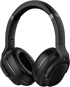 MOVSSOU Hybrid Active Noise Cancelling Headphones Wireless Bluetooth Headphones with Immersive Sound, Foldable Headphones with Comfortable Fit, Carry Case, 30H Playtime, Matte Black