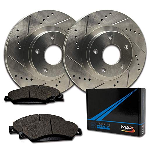 Max Brakes Front Performance Brake Kit [ Premium Slotted Drilled Rotors   Metallic Pads ] TA131731 | Fits: 2004 04 2005 05 Mini Cooper S w/276mm Front Rotors Before July 2006