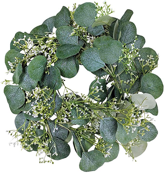 Supla Eucalyptus Leaves Greenery Garland Artificial Seeded Eucalyptus Plant Garland Eucalyptus Twig Garland in Grey Green-6.2' Long 5.9" Wide for Hanging Greenery Wedding Baby Shower Holiday Greens