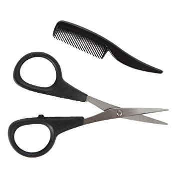 Home-X Mustache Trimming Scissor, Eyebrow Scissor & Comb Grooming Kit