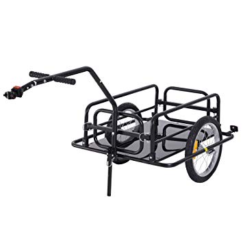 Aosom Folding Bike Cargo Trailer Cart with Seat Post Hitch- Black