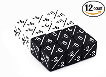 HDdais Dice Counters D6 Dice/White  1/ 1 & Black -1/-1/for Magic/The Gathering and Other Games/CCG MTG
