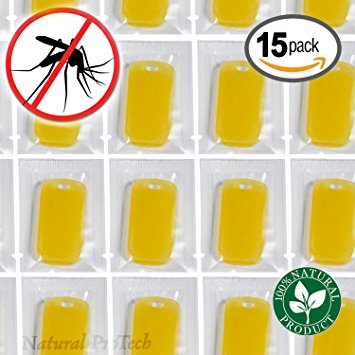 Mosquito Repellent Bracelet Refills - 15 Pack - 100% Natural Insect Repeller, DEET Free, No Spray Pest Control Safe For Kids and Adults. Perfect for Outdoor. Waterproof